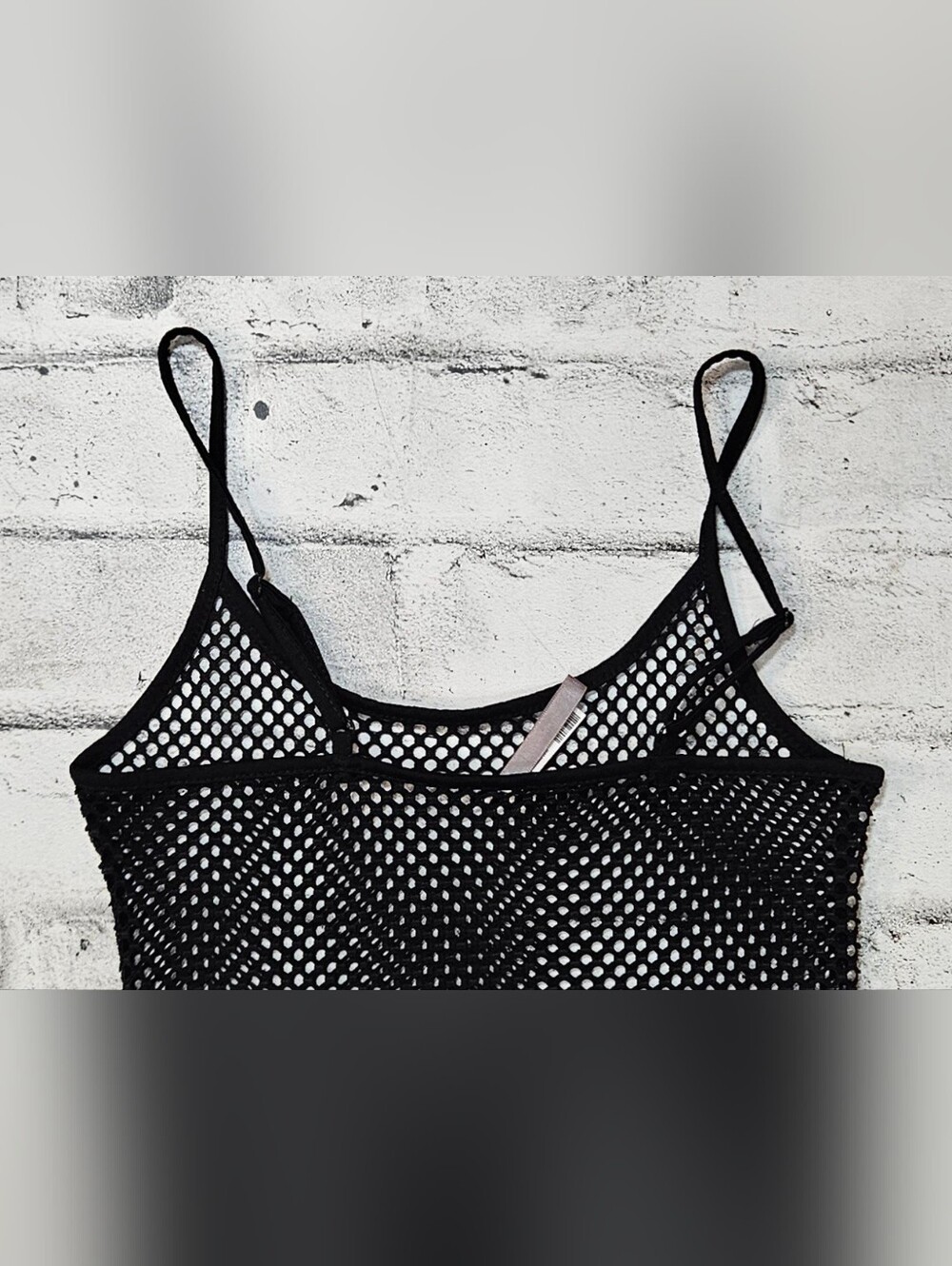 Garage Black Fishnet Mesh Cover Up Midi Dress Sheer Beach Swim Size S - Picture 9 of 11
